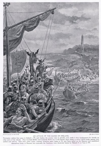 An Attack of the Danes on Ireland circa AD 795 by Henry A. Payne